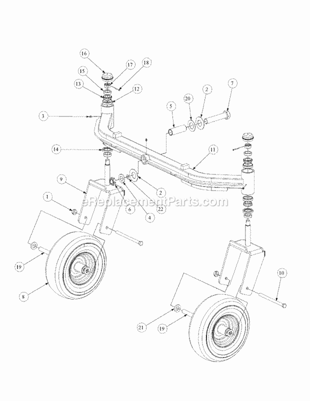 Front Caster Assembly Diagram and Parts List for M72-GN 53AB5FEZ150 Cub Cadet Sprayer